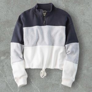 American Eagle Ahh-Mazingly Soft Color Block 1/4 Zip Sweatshirt